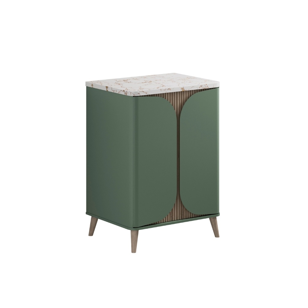 Product Cut out image of the Crosswater Tambour Sage Green 600mm Floorstanding Unit with Worktop