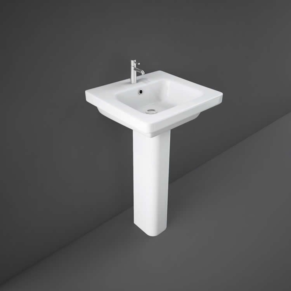 Rak Resort 500mm Single Tap Hole Basin and Slimline Pedestal - Image 1