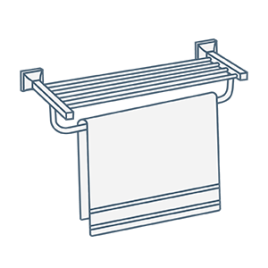 iconography image of a wall mounted bathroom towel rack / shelf