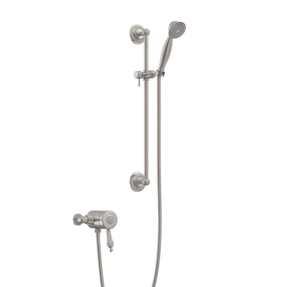 Heritage Glastonbury Brushed Nickel Exposed Shower with Premium Flexible Riser Kit