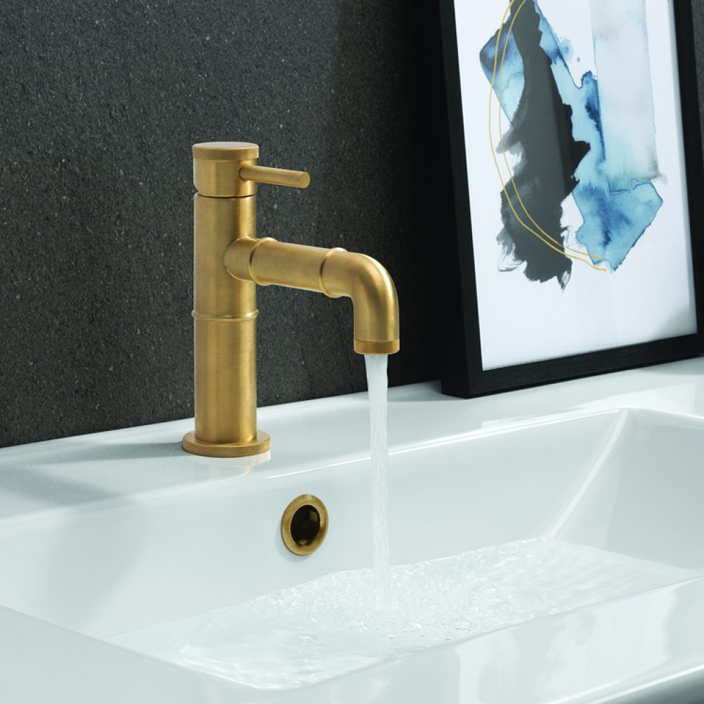 Photo of Crosswater MPRO Industrial Unlacquered Brushed Brass Basin Monobloc Lifestyle Image
