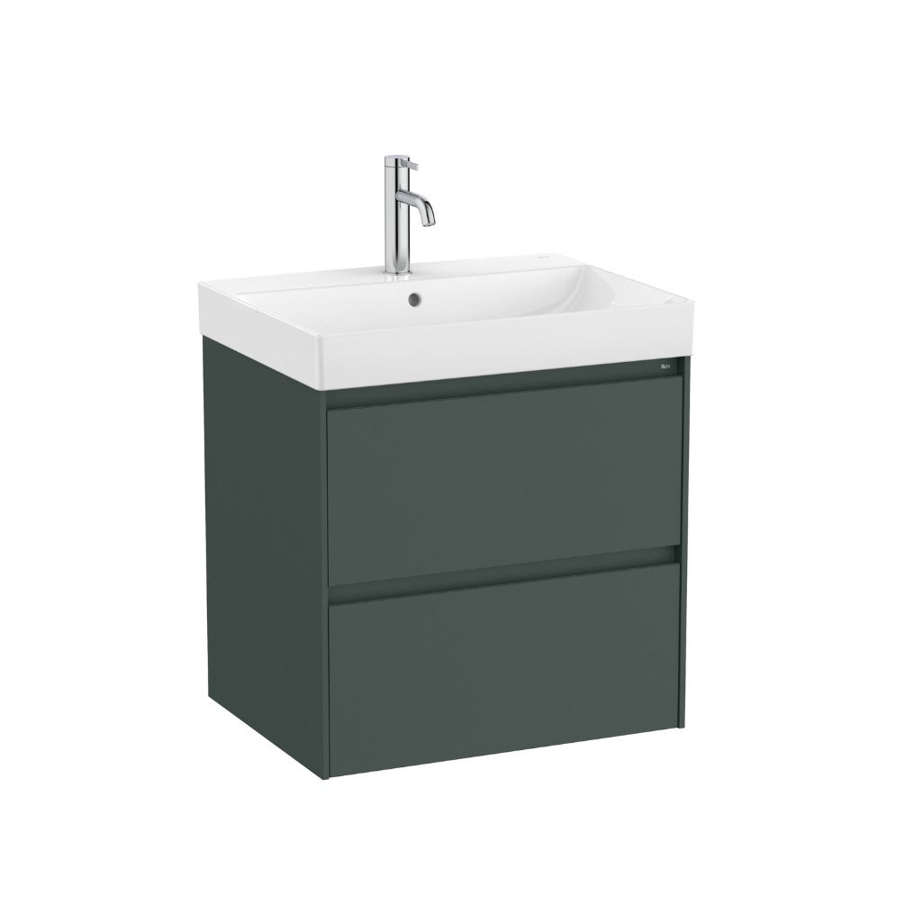 Cut Out Image of Roca Ona 600mm x 460mm Matt Green Wall Hung Vanity Unit & Basin