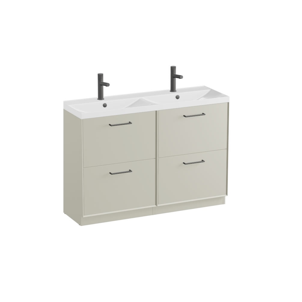 Vado Safari Smooth 1200mm Cashmere Floor Mounted Vanity Unit & Gloss White Basin