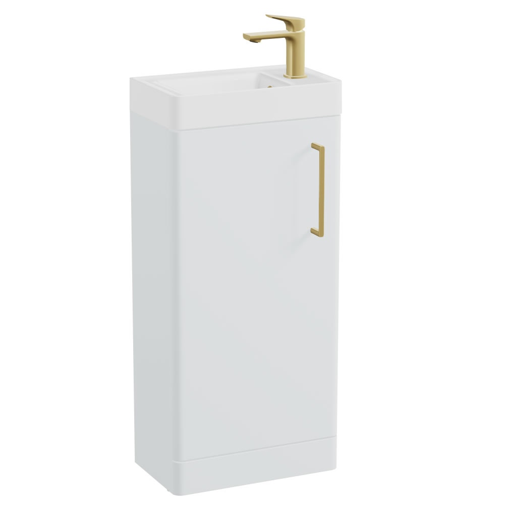 Vado Cameo White Gloss 400mm Floorstanding Vanity Unit & Basin - Right Hand