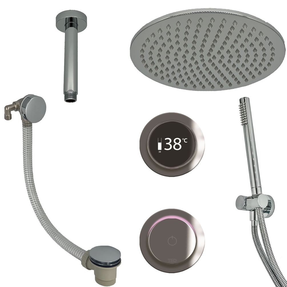 Cutout image of TED TOGO Chrome Triple Outlet Digital Shower Bath Set