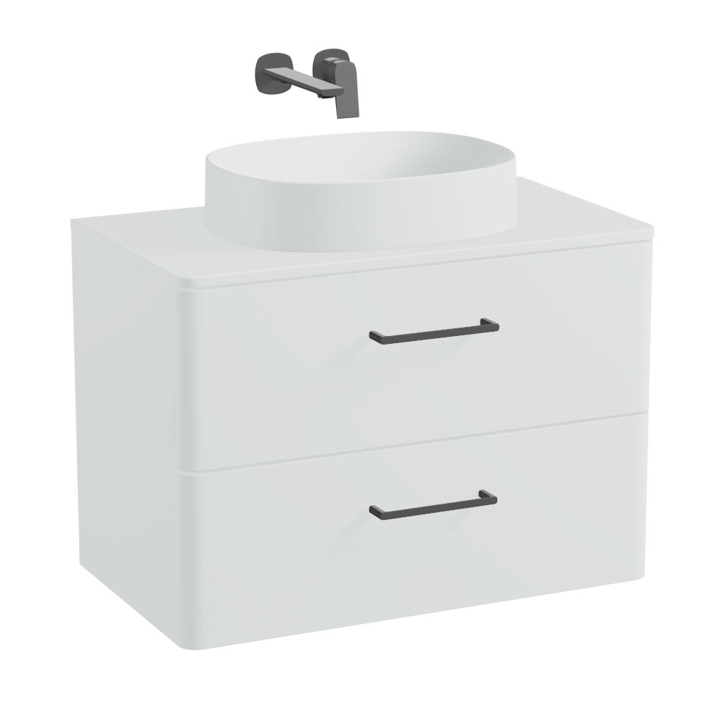 Vado Cameo 800mm Arctic White Wall Hung 2 Drawer Vanity Unit, Worktop & Basin
