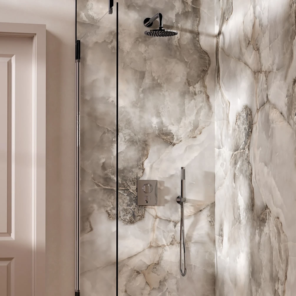 Lifestyle image of Crosswater Crossbox Push Chrome Dual Outlet Rainfall Shower Set