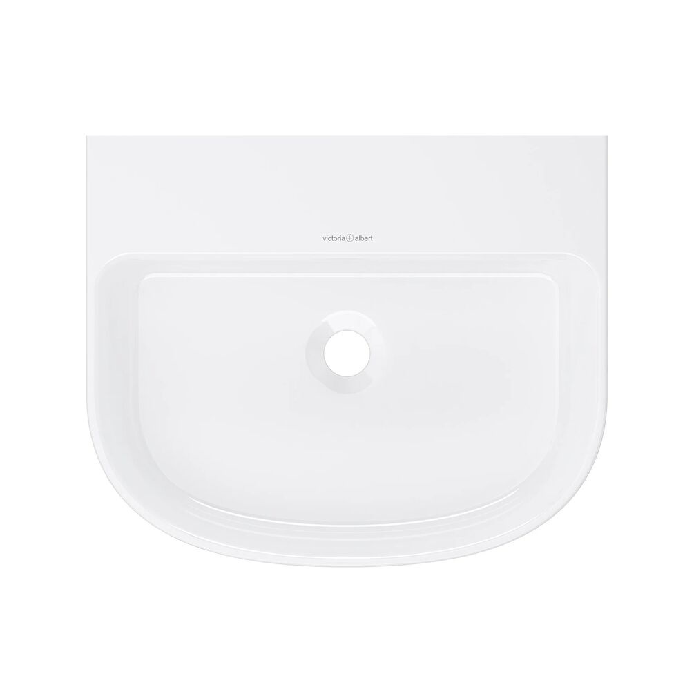 Product cut out image of the Victoria + Albert Lussari 500mm Gloss White Back to Wall Countertop Basin No Tap Holes
