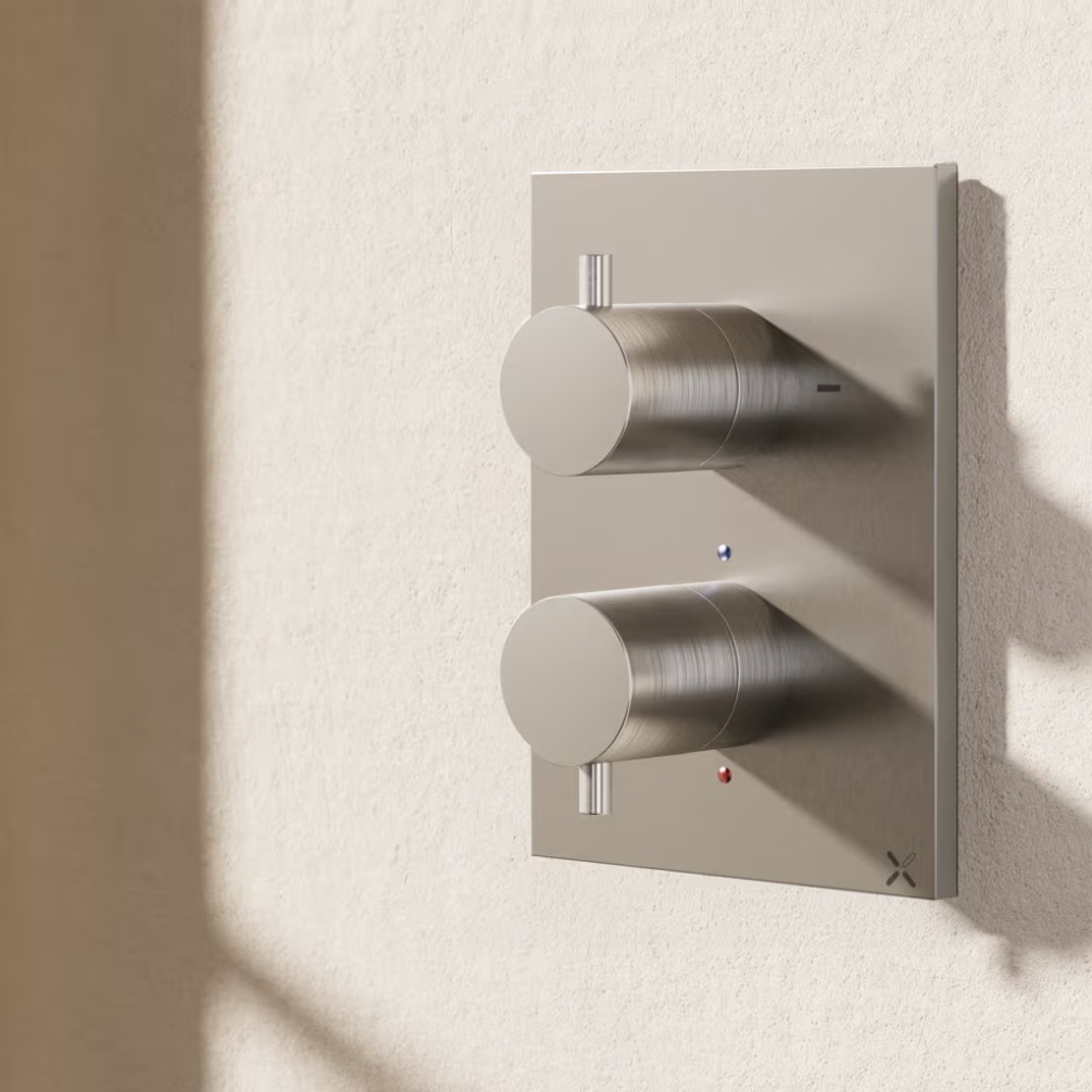 Crosswater Crossbox Brushed Nickel 1 Outlet Trimset Lifestyle