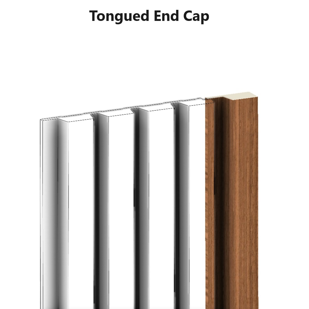 Product cut out image of Camden Walnut Slatted Panel Tongued End Cap Trim SAN111
