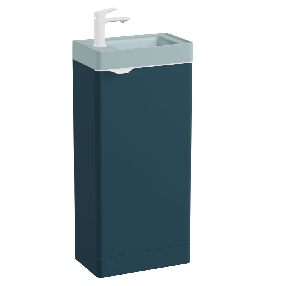Vado Cameo 400mm Atlantic Blue Floorstanding Vanity Unit& Cove Blue Basin - Left Hand