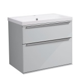 Roper Rhodes Scheme 600mm Gloss Light Grey Wall Mounted Vanity Unit and Basin - Image 1