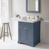 Product Lifestyle image of the Burlington Classic 650mm Basin & Blue Freestanding Vanity Unit with Doors in a room with white walls
