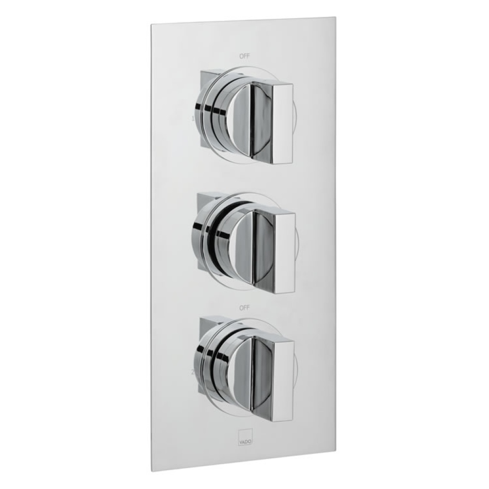 Cutout image of Vado Notions 2 Outlet, 3 Handle Thermostatic Valve.