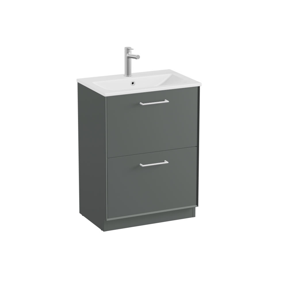 Vado Safari Smooth 600mm Charcoal Grey Floor Mounted Vanity Unit & Ceramic Basin