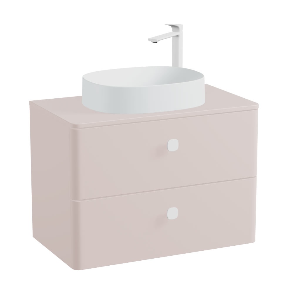 Vado Cameo 800mm Pink Clay Wall Hung 2 Drawer Vanity Unit, Worktop & Arctic Basin
