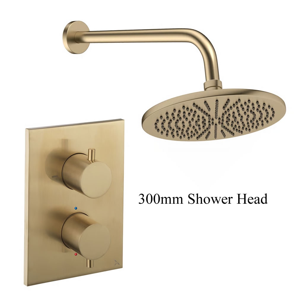 Cutout image of Crosswater Crossbox Brushed Brass Single Outlet Rainfall Shower Set 300mm head
