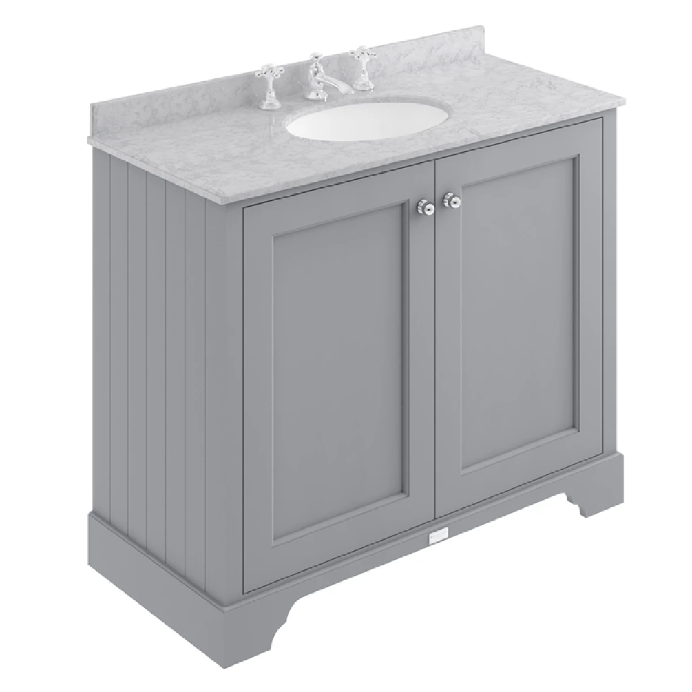 Photo of Bayswater Plummett Grey 1000mm 2 Door Vanity Unit & Grey Worktop