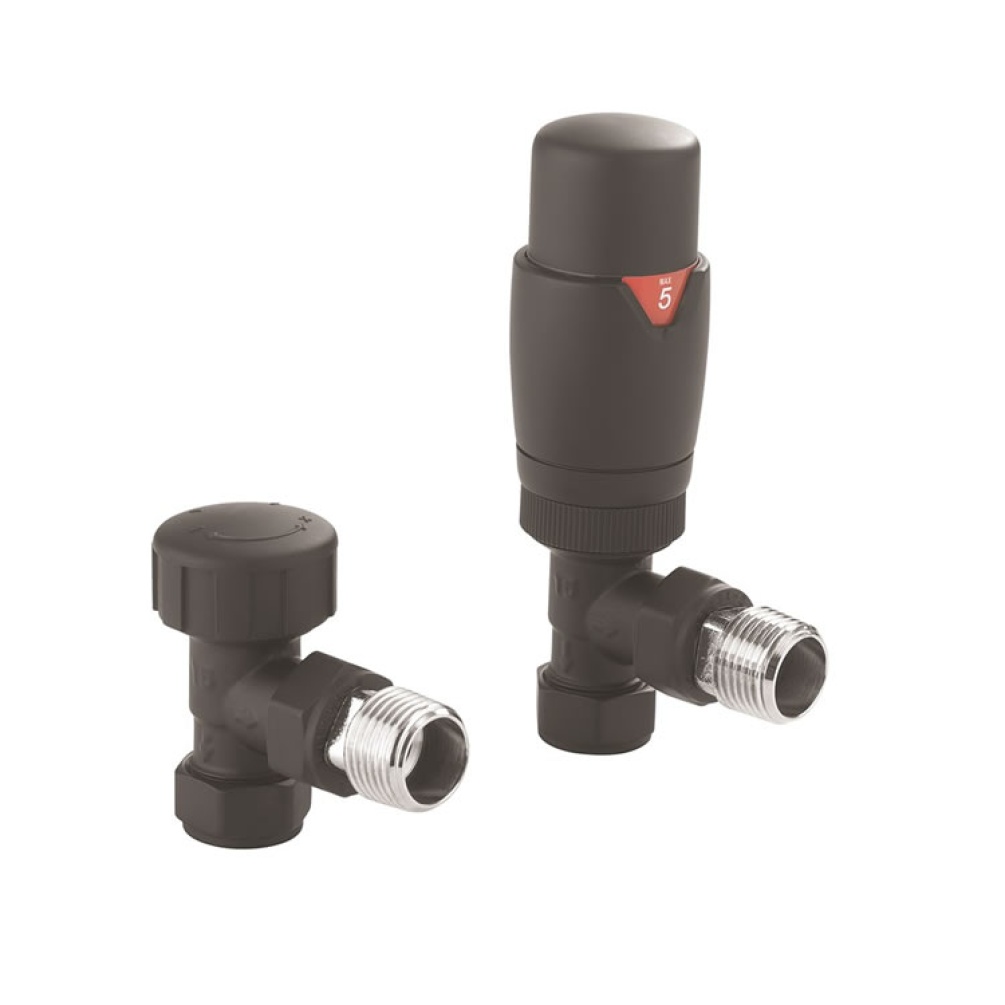 Photo of Crosswater Matt Black Angled Radiator Valves