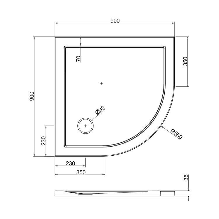 Zamori 35mm Quadrant 900mm x 900mm Shower Tray Sanctuary Bathrooms