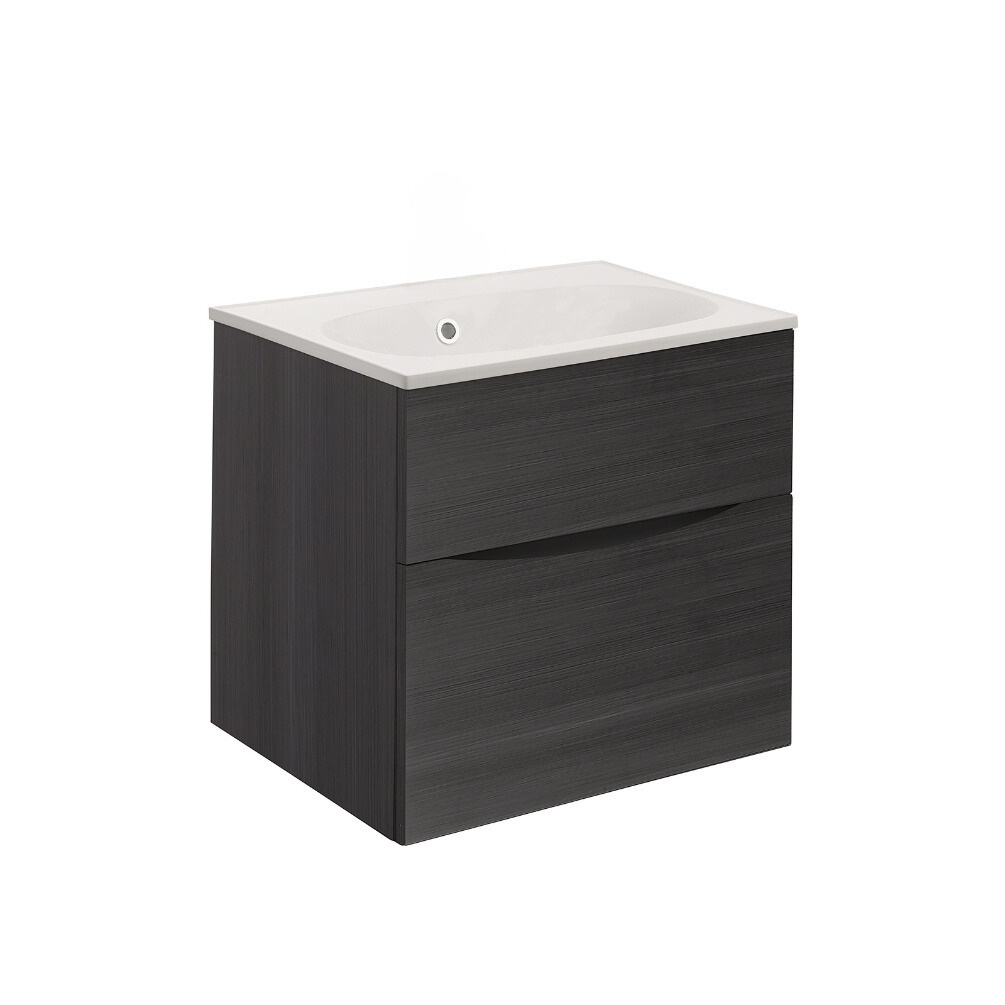 Product Cut out image of the Crosswater Glide II Steelwood 500mm Double Drawer Unit with Matt White 0 Tap Hole Basin