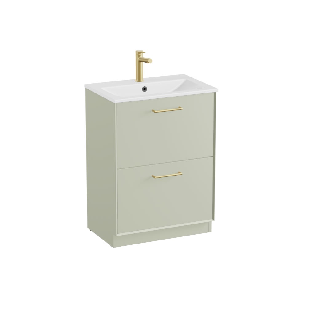 Vado Safari Smooth 600mm Sage Green Floor Mounted Vanity Unit & Ceramic Basin