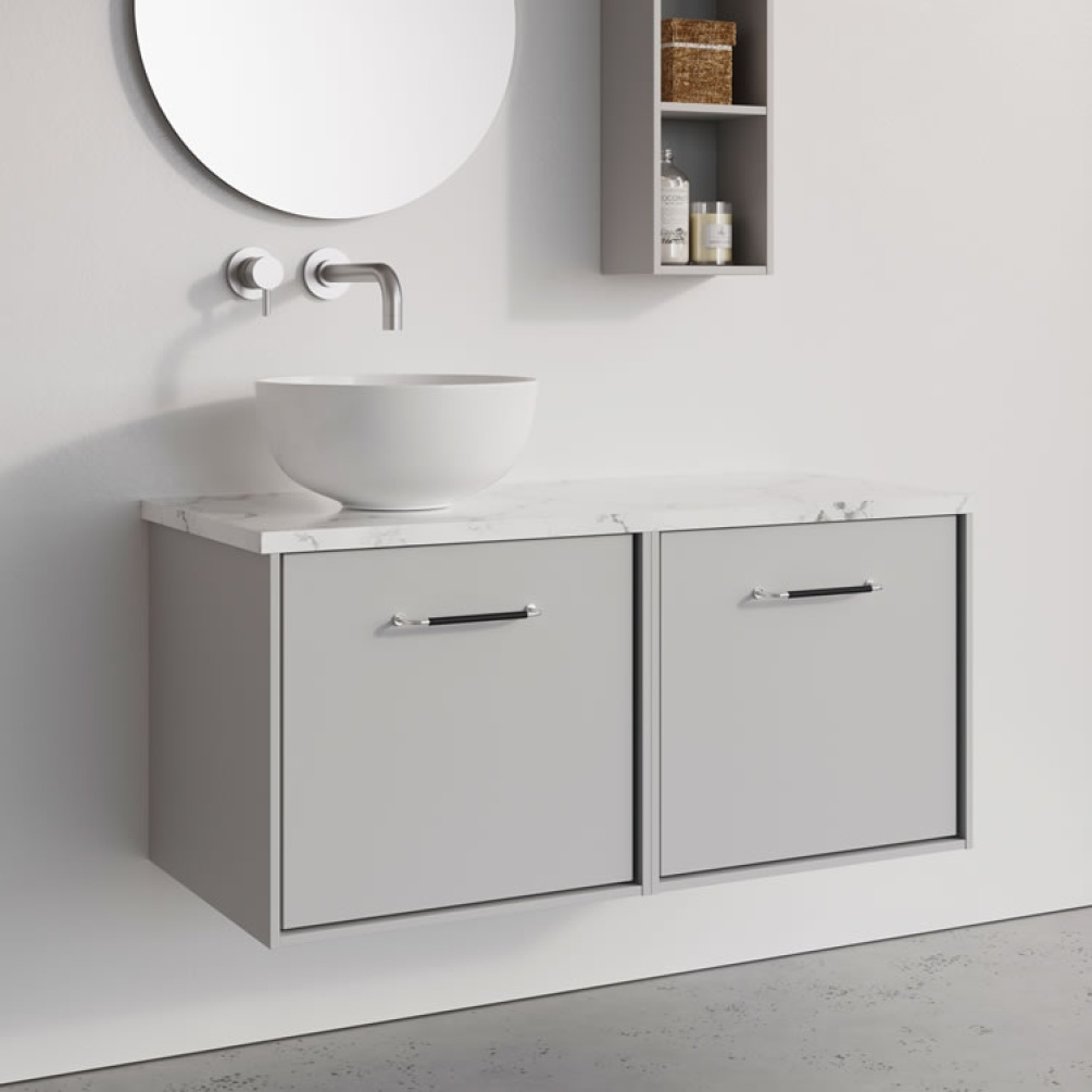 Lifestyle image of Crosswater Infinity 1000mm Storm Grey Vanity Unit & Worktop