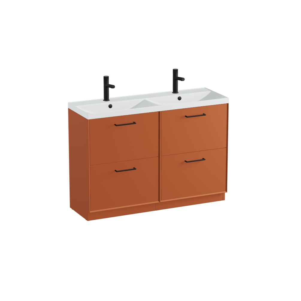Vado Safari Smooth 1200mm Terracotta Floor Mounted Vanity Unit & Arctic White Basin