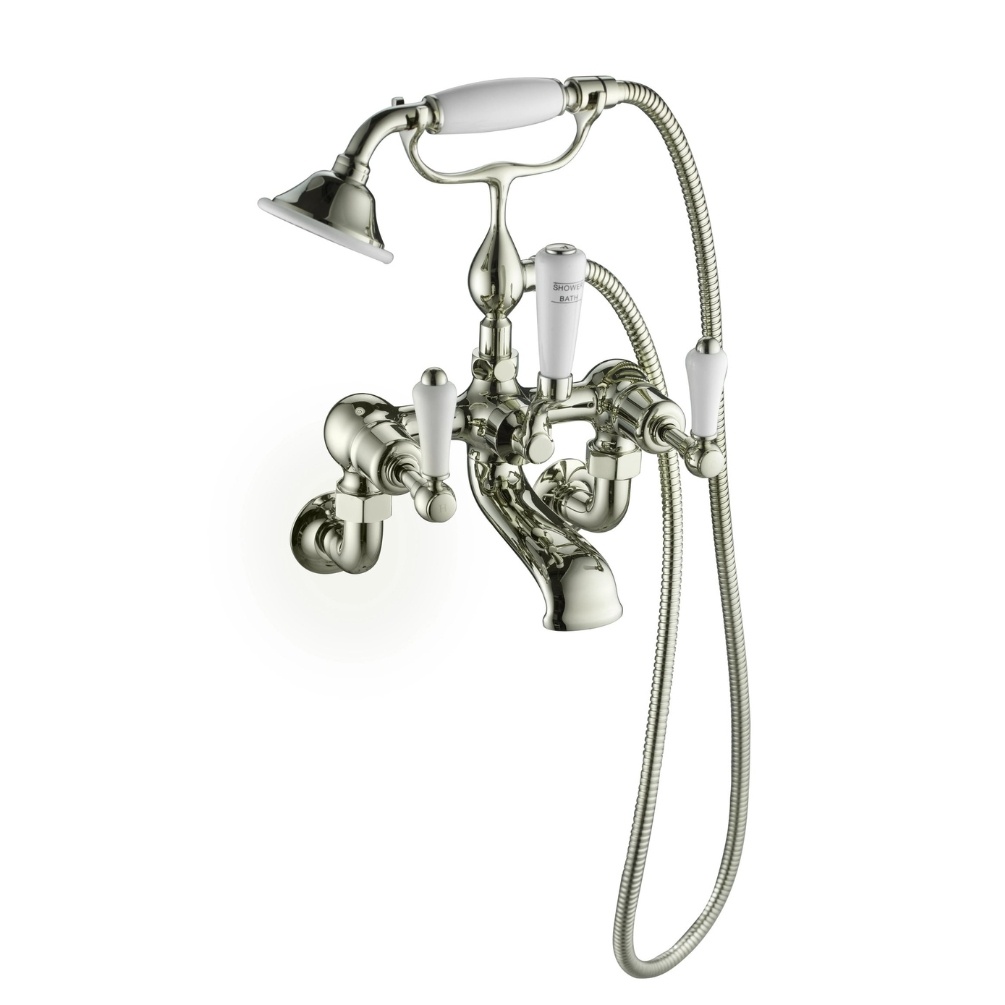 JTP Grosvenor Lever Nickel Wall Mounted Bath & Shower Handset Kit Cut Out