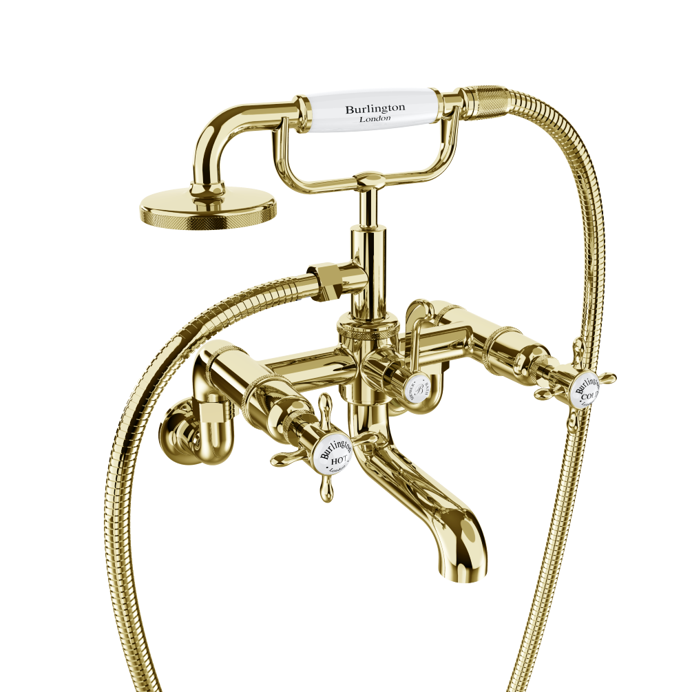 Cut out image of Burlington Guild Wall Mounted Gold Bath Shower Mixer