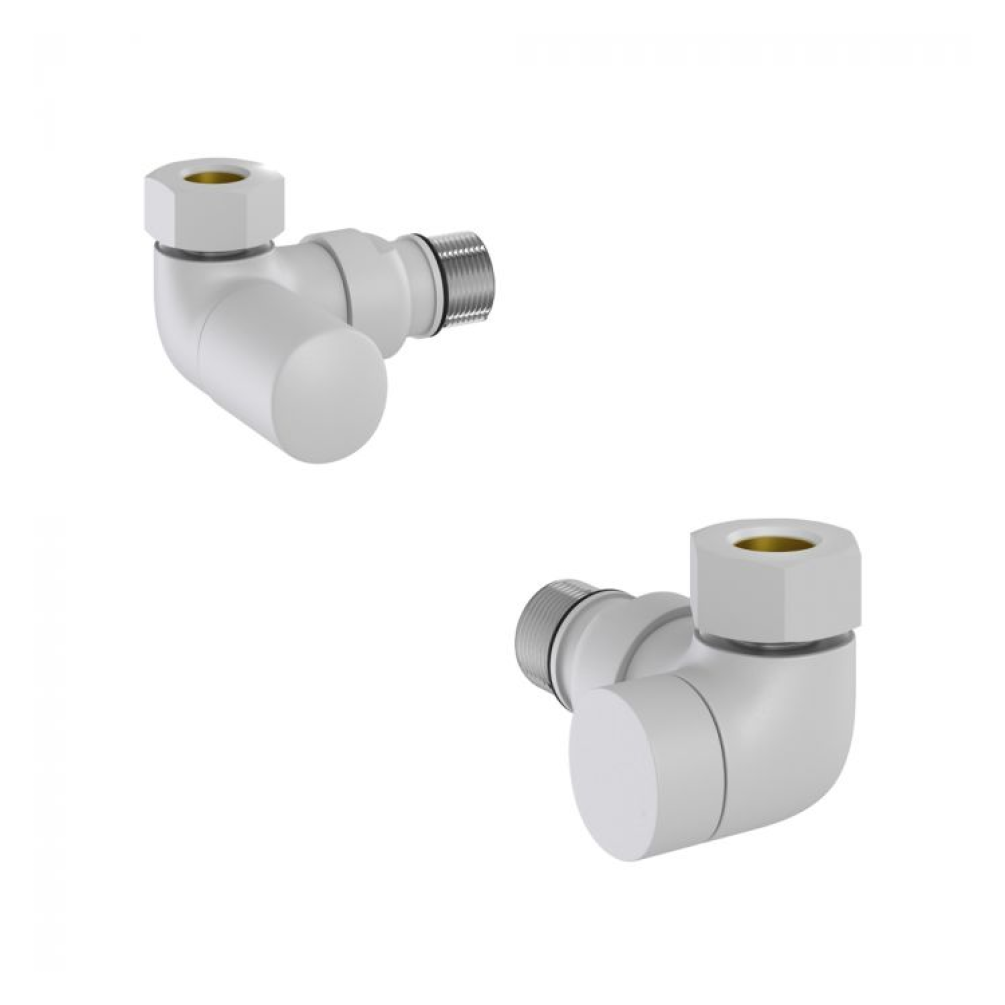 Photo of Tissino Mere Hugo2 Double Angled Radiator Valves (Pair) in Mont Blanc Cutout