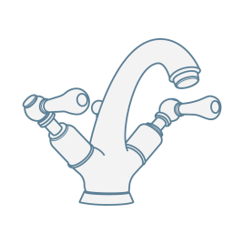 iconography image of a single traditional bathroom tap with lever handles showing traditional style bathroom taps