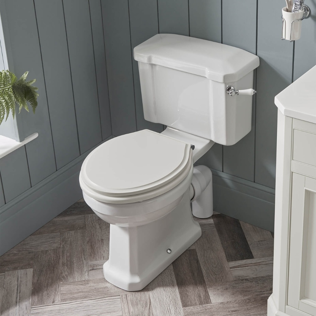 Lifestyle image of the Tavistock Vitoria Close Coupled Open Back Toilet