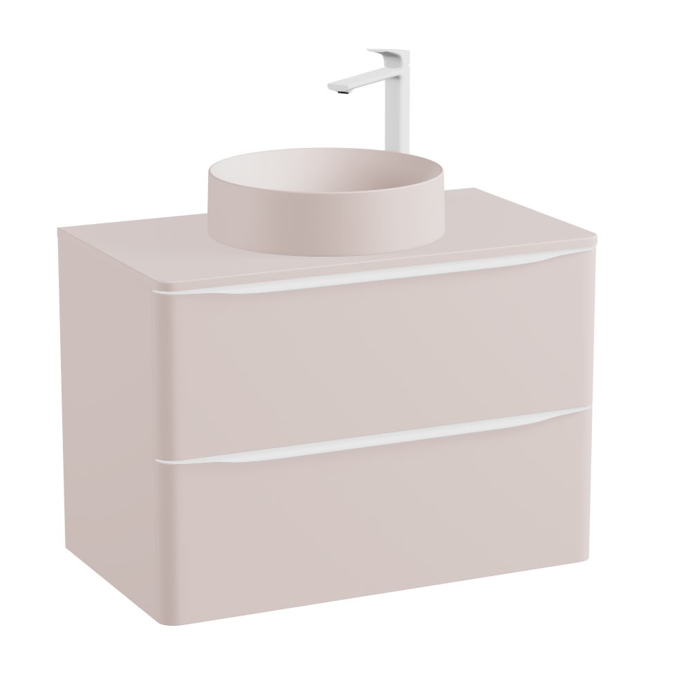 Vado Cameo 800mm Pink Clay Wall Hung 2 Drawer Vanity Unit, Worktop & Basin