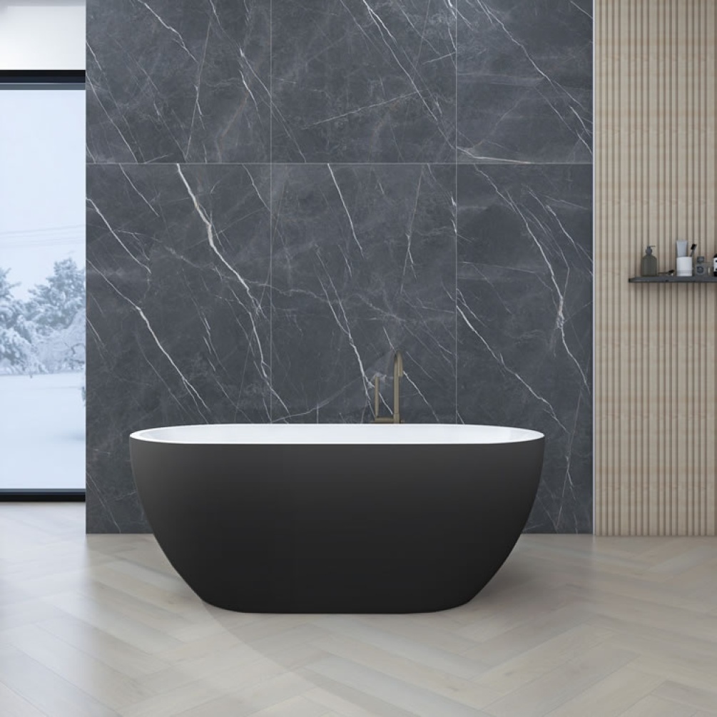 Lifestyle image of Sanctuary Auron 1700mm Double-Ended Freestanding Bath Black