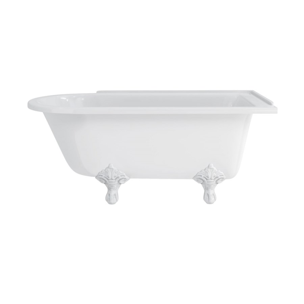 product cut out image of burlington hampton 1500 right hand shower bath with white standard traditional feet