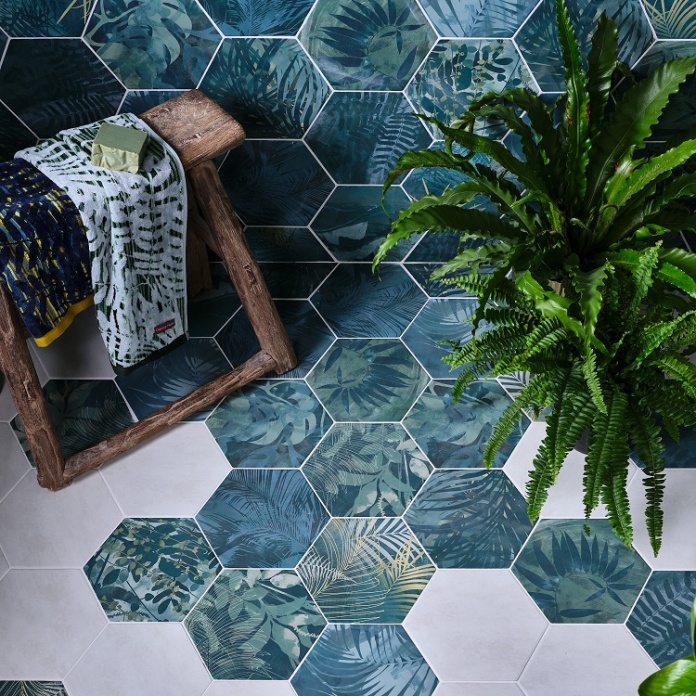 Ca' Pietra Jungle Hexagon Tiles Sanctuary Bathrooms