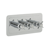 Photo of JTP Grosvenor Pinch Chrome Twin Outlet Landscape Thermostatic Shower Valve - White Indices Cutout