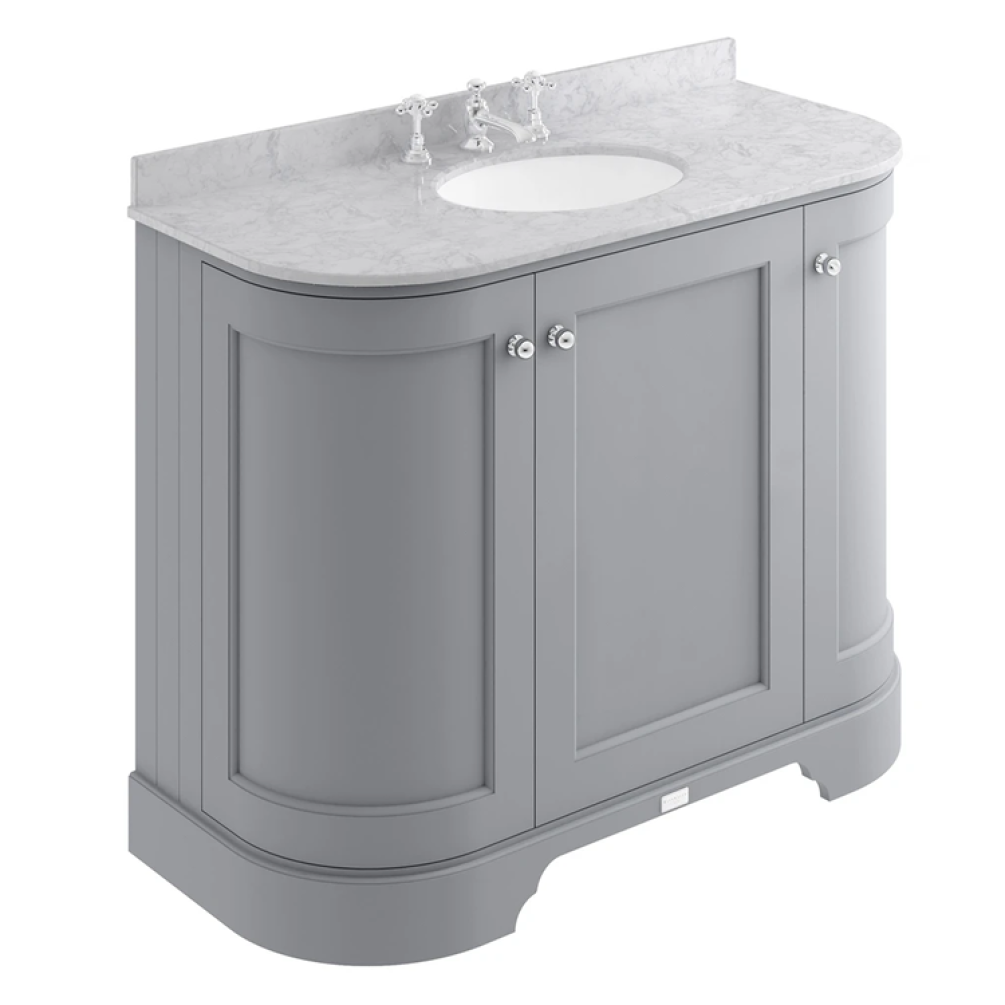 Bayswater Plummett Grey 1000mm 3 Door Curved Unit & Grey 3TH Worktop