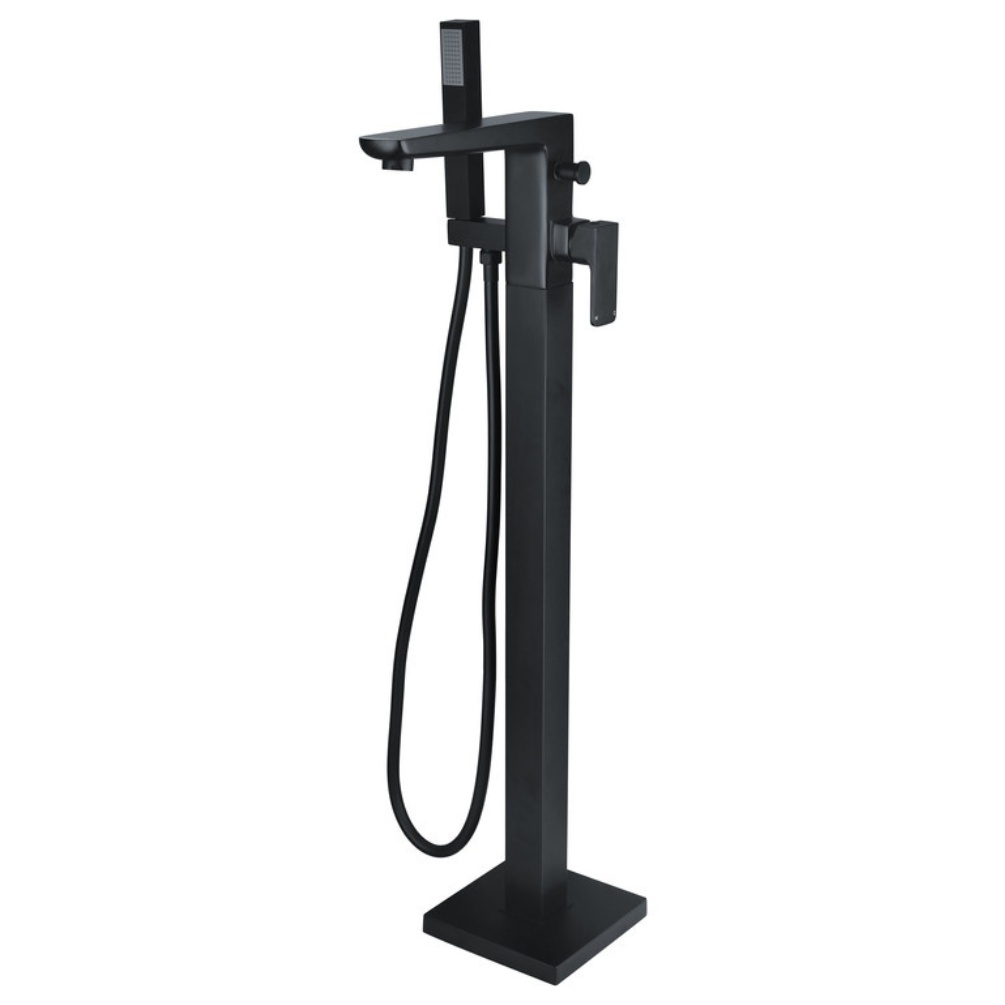 Product cut out image of the Dorian Matt Black Floorstanding Bath Shower Mixer ZERO105798