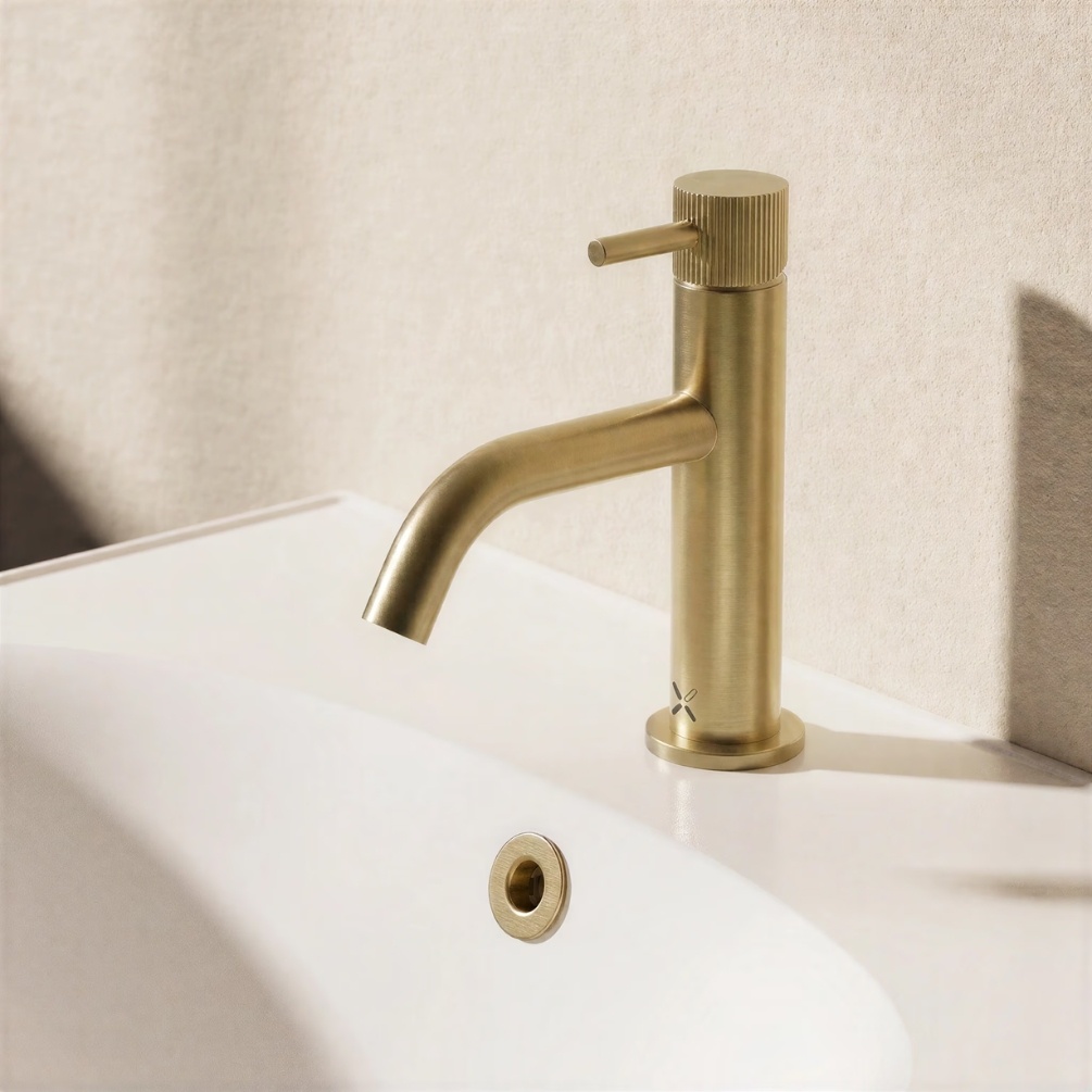 Crosswater MPRO Flute Brushed Brass Monobloc Basin Tap Lifestyle