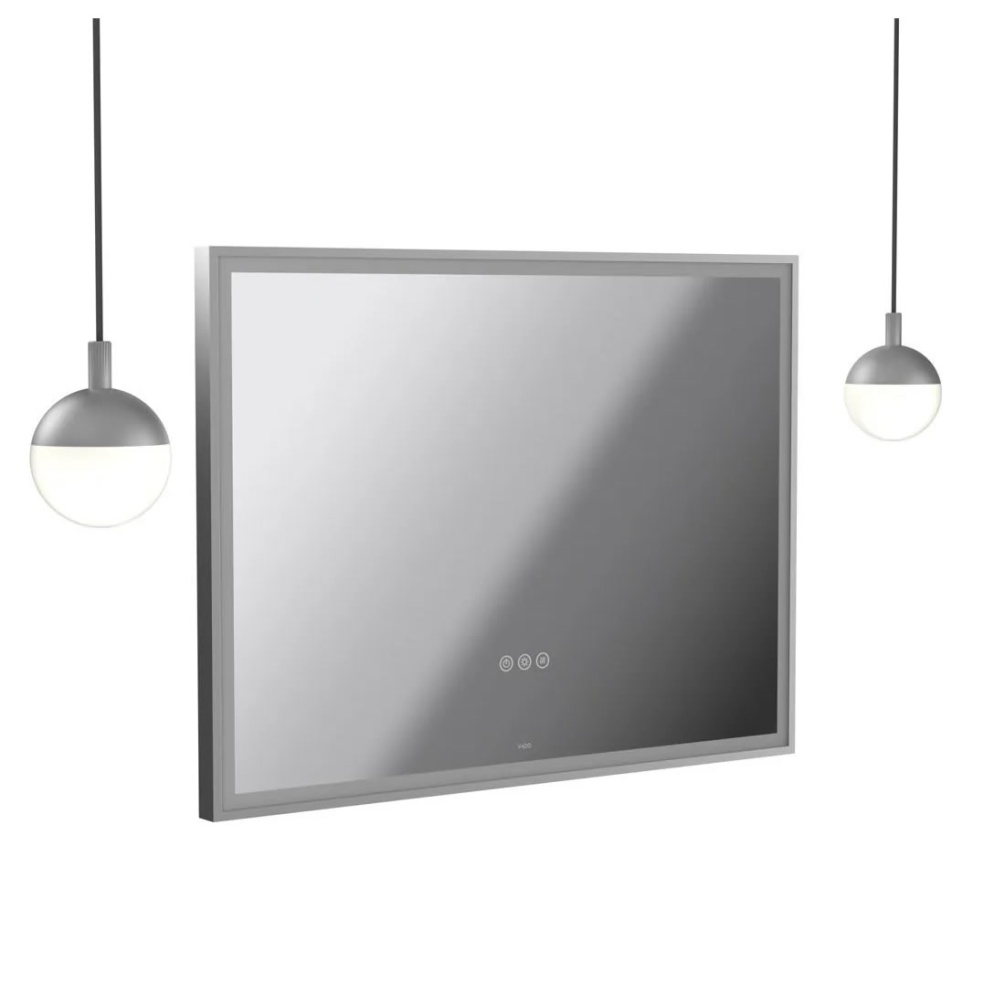 Vado Safari Satin Chrome 800mm Illuminated Mirror With 2 Pendant Globe Lights