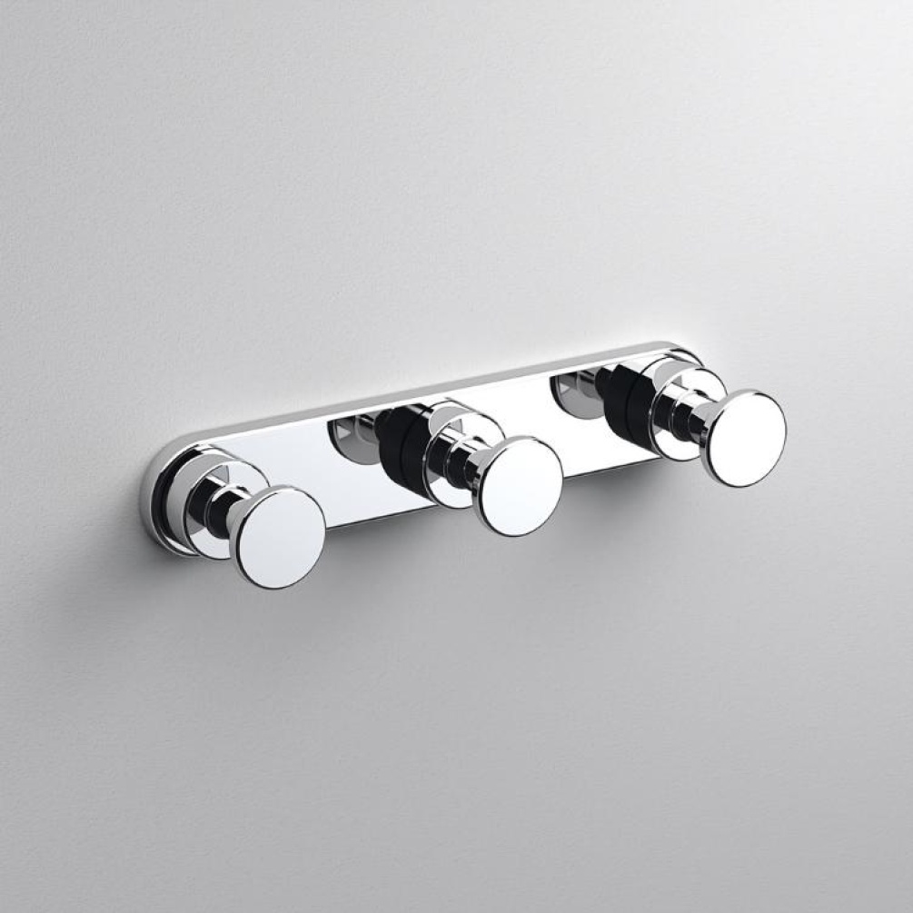 Close up product image of the Origins Living Tecno Project Chrome Triple Hook