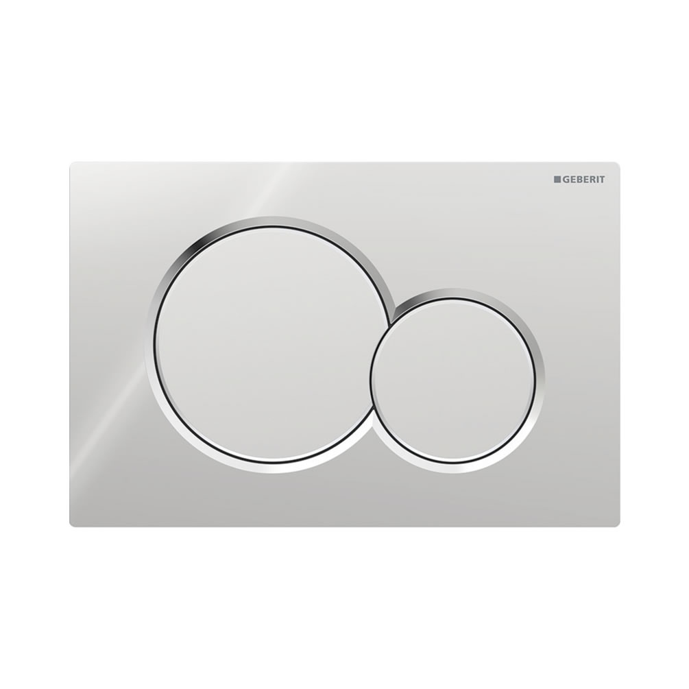 Cutout image of Geberit Sigma01 Round Gloss Chrome / Matt Chrome Dual Flush Plate