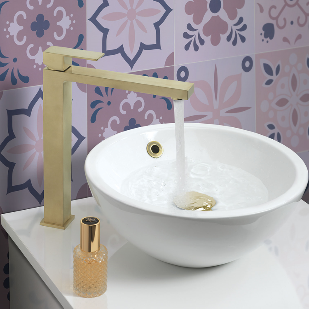 Lifestyle Photo of Crosswater Verge Brushed Brass Tall Mono Basin Mixer