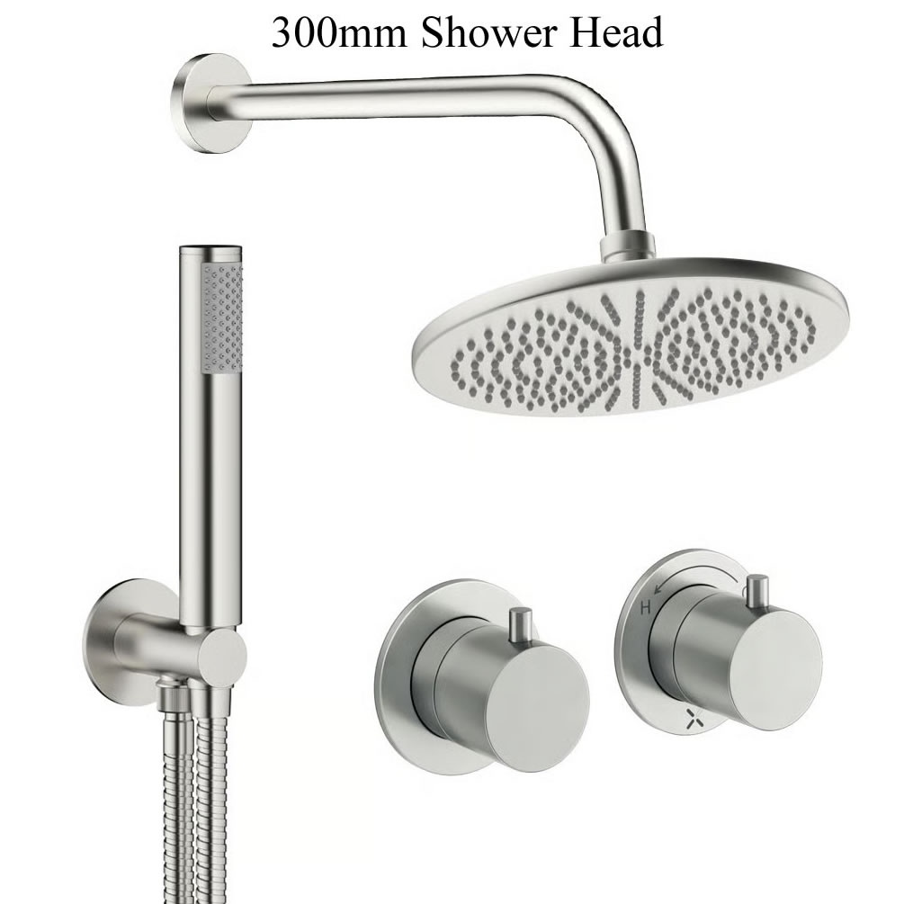 Cutout image of Crosswater Module Brushed Nickel Dual Outlet Rainfall Shower Set