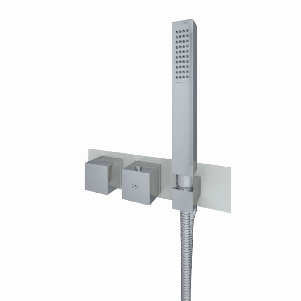Photo of RAK Feeling Square Dual Shower Valve and Kit in Greige