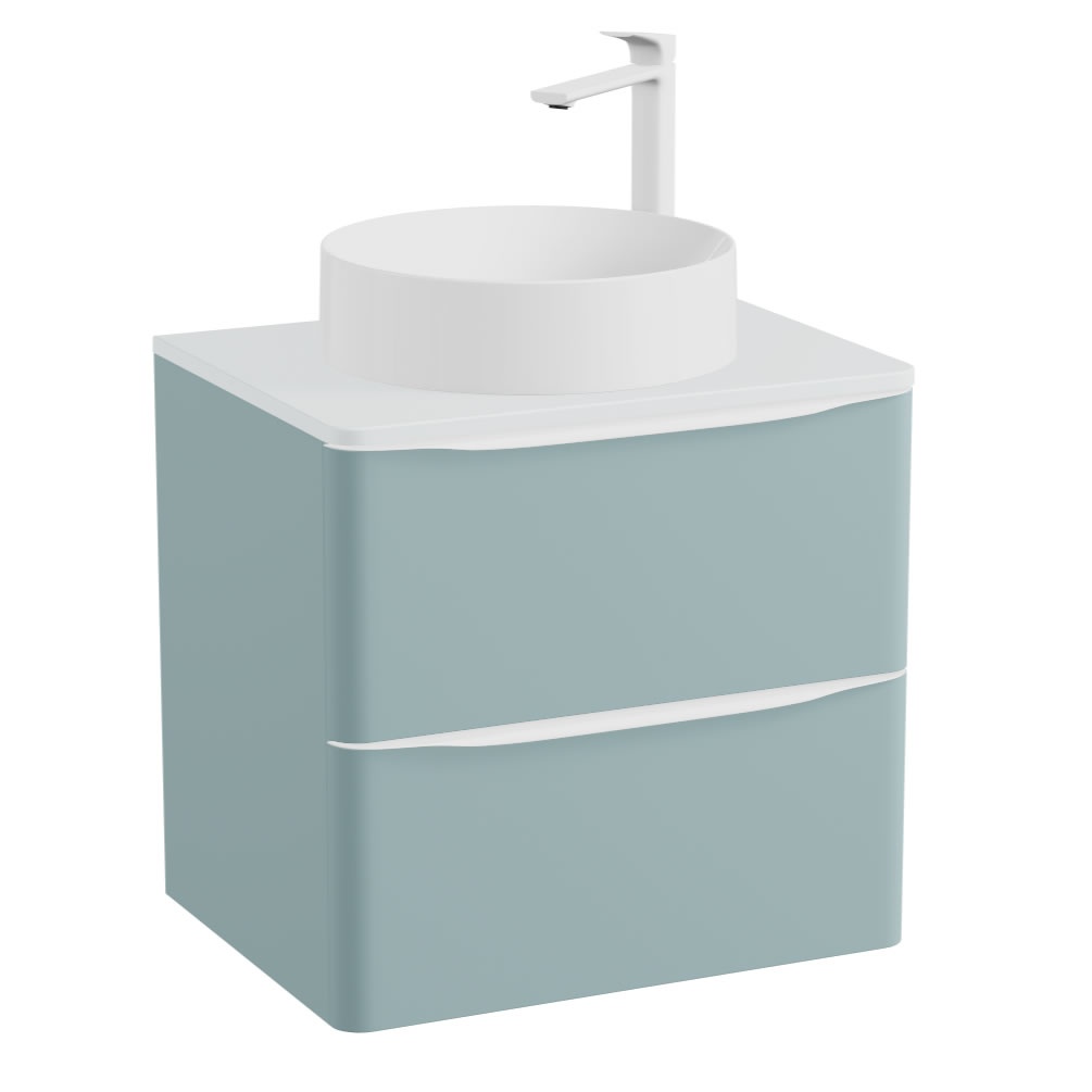Vado Cameo Cove Blue Vanity Unit, Gloss White Basin & Worktop