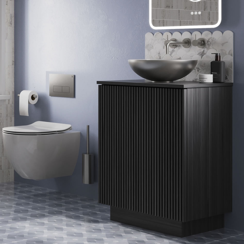 Crosswater Limit Steelwood 600mm Floorstanding Vanity Unit & Worktop - Lifestyle Image 1