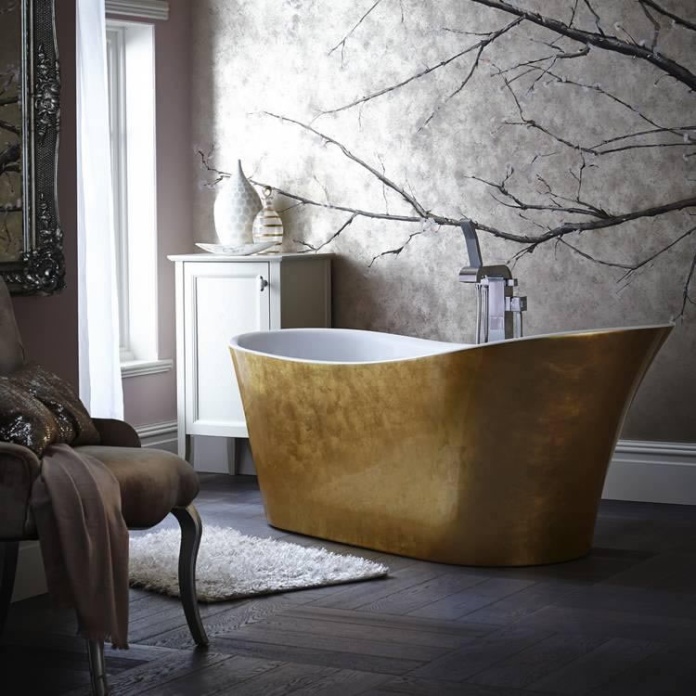 Heritage Hollywell Gold Effect Freestanding Acrylic Single Ended Bath